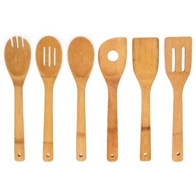 China Viable set of 5 wholesale manufacturer kitchenware bamboo wooden spatula spoons for cookware for sale