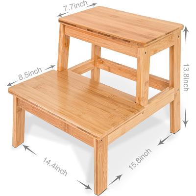 China Sustainable Assembled Freestanding Bamboo Portable 2 Step Bench Pedal Stool With Wholesale Price for sale