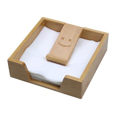 China Modern Custom Countertop Wooden Tissue Paper Box Bamboo Storage Container for sale