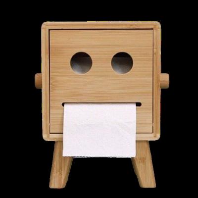 China Custom Adorable Cute Robot Shape Bamboo Wooden Tissue Box Tissue Box Lid With Wholesale Price for sale