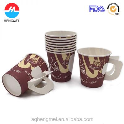 China With handle printed 7oz paper cup with handle for hot drink for sale