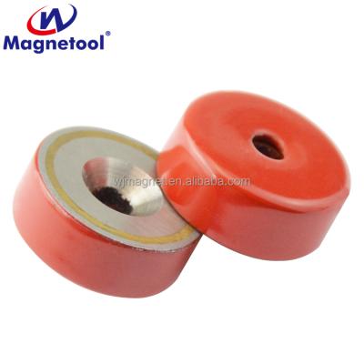 China Basic Industrial Round Cup Alnico Magnet Shallow Pot Magnet With Countersunk Hole for sale