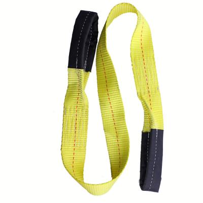 China Factory Price 3 Ton Lifting Webbing Sling With Double Reinforced Lower Yellow Eye Sling Flat Sling for sale