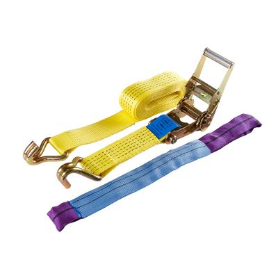 China Wholesale Wide Use 1 Inch 5000kg Breaking Strength Ratchet Tie Down For Cargo Lashing for sale