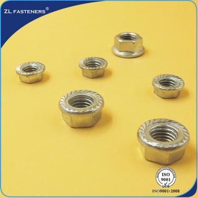 China DIN 6923 Hex Flange Nut , Stainless Steel Flange Nuts Bright / Yellow Zinc Plated for sale