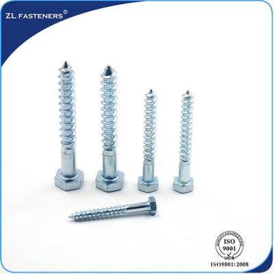 China DIN571 Zinc Coated, Carbon Steel, Full Thread Hex wood screw for sale