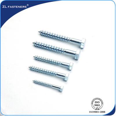 China DIN571 Zinc Coated, Carbon Steel, Full Thread Hex Wood Screw Lag Bolt for sale