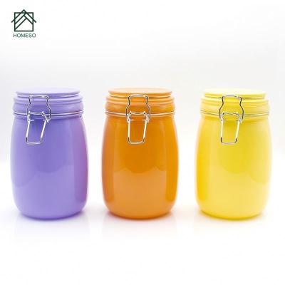 China High Quality Factory Price 16oz Coffee Tea Food Pickle Storage Glass Jar Set With Leak Proof Clip Lid for sale