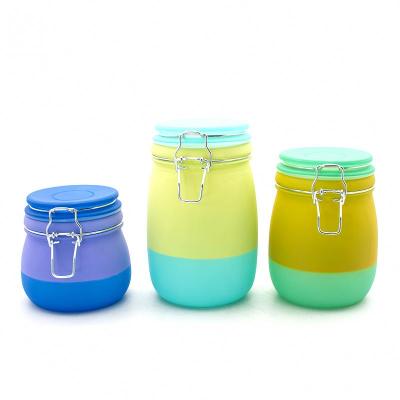 China High quality viable custom glass bottle wedding gift jar beautiful with clip lid for sale