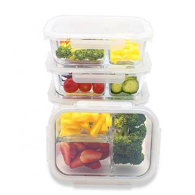 China Microwavable Glass Food Containers Storage Set Glass Food Prep Container Set With Lid for sale