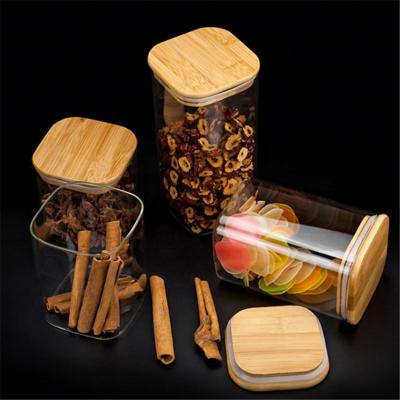 China Wholesale Small High Borosilicate Gasket Glass Storage Jar Heat Resistant Square Stocked Jar With Lids For Kitchen for sale