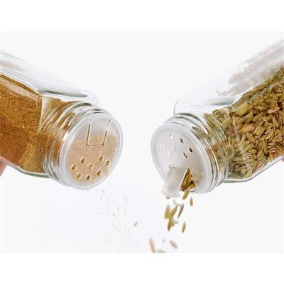 China Stocked Glass Spice Jars Bottles Empty 4oz Square Spice Containers With Shaker Lids And Metal Airtight for sale