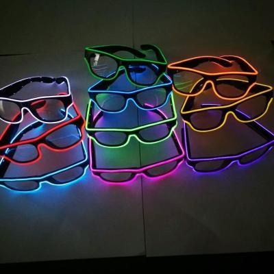 China Gift Show/Party/Promotion Hot Sale Rechargeable Battery EL Wire Glow Wireless Sunglasses Led Bright DJ Light Safety Light for sale