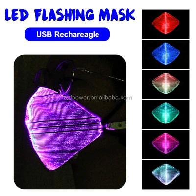 China Neon Glowing Fiber Praise Accept 7 Colors Led Party Masks Fiber Optic Face Led for sale