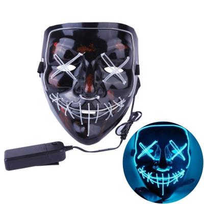 China Luminous PP LED Halloween Mask Glow in the Dark Mascaras Halloween Party Costume Cosplay Masks Horror Props Neon Lamp Masquerade for sale