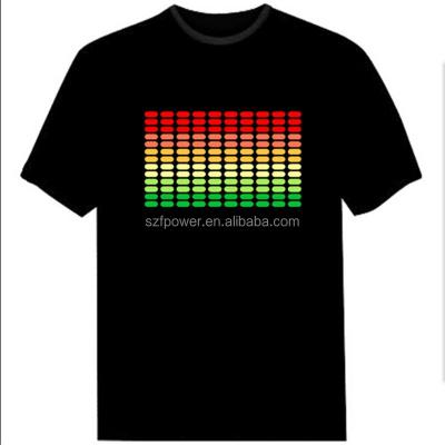 China Hot Sale Christmas Sound Activated Led Glow Cotton EL Flashing 12 T-Shirt for sale