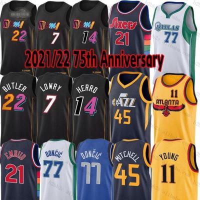 China 2021-22 embiid kyle 45 mitchell 21 jimmy butler 7 jimmy 75th birthday trae young 22 joel luka donovan lowry 75th birthday antibacterial tank tops for sale