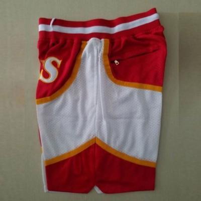 China Atlanta Antibacterial Red Best Quality Stitched Basketball Pocket Shorts for sale