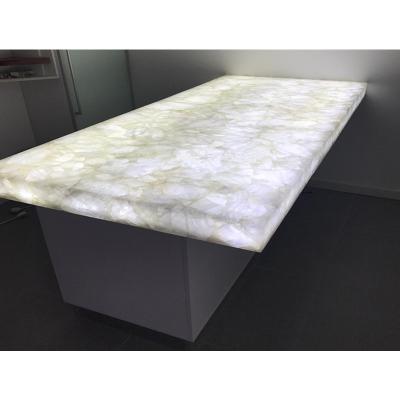 China Backlit Translucent Kitchen White Quartz Crystal Countertops for sale