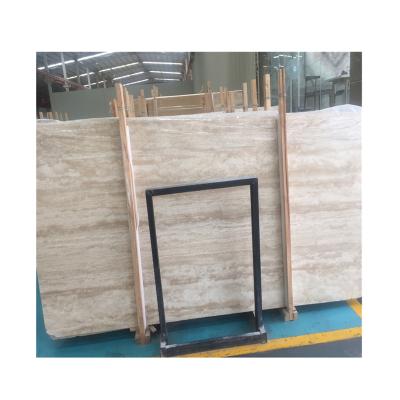 China Traditional Polished Cream Travertine Slab , Light Beige Travertine Stone Price for sale