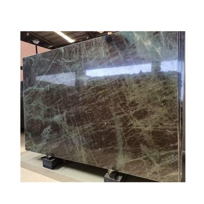 China Traditional High Quality Customized Dark Green Forest Snow Quartzite Slab For Luxury Decoration for sale