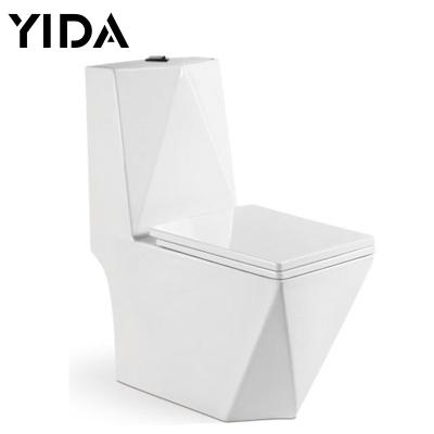 China YIDA Double-flow Diamond Shape One-piece Washdown Strap P-trap Bathroom Toilet WC Chinese Ceramic Public Toilet for sale