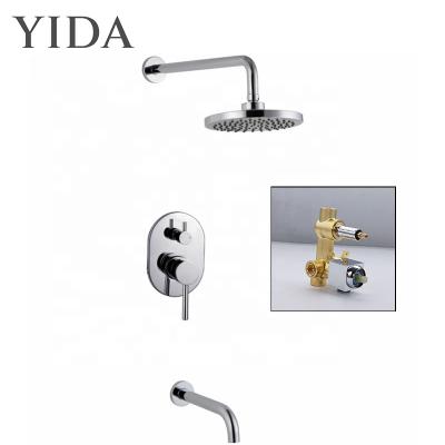 China With Slide Bar UK Bathroom Hotel European Concealed Plating Shower Mixer Shower Faucet Gold Ceiling Brass Rain Shower In The Wall Se for sale