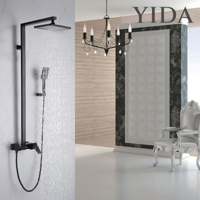 China Without Matte Black Wall Shower Luxury Italian Black Shower Mixer Set Slide Bar Pressure Shower Head for sale