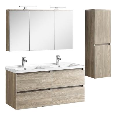 China Simple Design Environmental Friendly Modern Plywood Materials Wall Mounted Mirror Bathroom Vanity Cabinets Set for sale