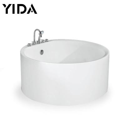 China White Acrylic Circle Round Bathtub 1300mm Freestanding Bathtub With Faucet Shower for sale