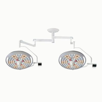 China Medical Double Dome Metal Ceiling Mount LED Shadowless Operating Room Lamp for sale