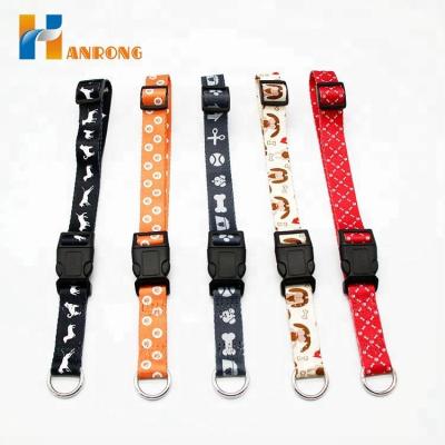 China Personalized Custom Printed Buckles Metal Double Padded Pet Polyester Dog Collars for sale