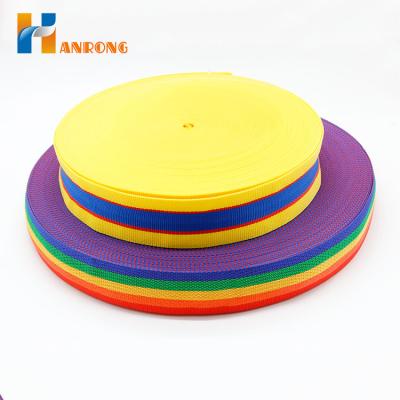 China Sustainable Hot Selling Custom Rainbow Colored PP Polypropylene Webbing For Garden Chairs for sale