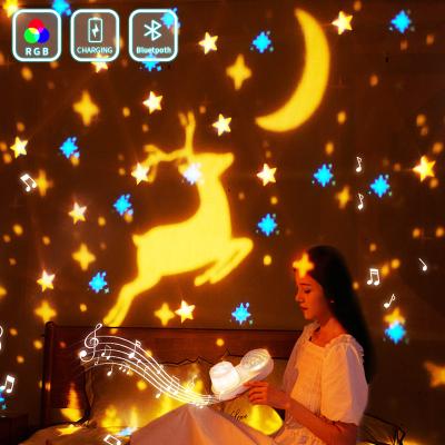 China New Modern Rotating Star Projector Night Lights Rotating Star Moon Projection Lamp for Room for sale