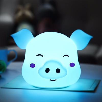 China Contemporary Creative Happy Home Sleep Light Silicone Pig Shooting Atmosphere Electronic Led Light for sale