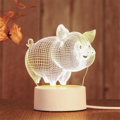 China 2021 New Style Color 3D Modern Simple Optical Night Light Warm Light Acrylic Lamp Happy Birthday Lamp for sale