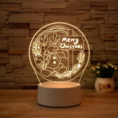 China Popular Acrylic Remote Control Contemporary 3D LED Christmas Lamp Christmas Kids Gift for Kids Night Lamp for sale