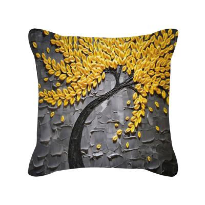 China 2022 Anti-Static Popular Nordic Style Oil Painting Color Tree Sofa Pillow Cover for sale