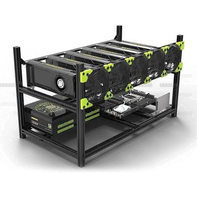 China Server Vertical 6 Gpu Rig Frame Rack Case 6 Graphics Card Mounting Slot Open View Server Case for sale