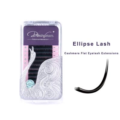 China DancingSwan Ellipse Natural Eyelash Extensions High Quality Charming Flat Eyelash Extensions Custom Logo 0.15 0.20 Soft Cashmere Eyelash Extensions for sale