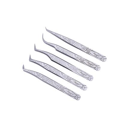 China Straight Individual Black Volume L Curl Eyelash Extensions Tweezers Set Sample DancingSwan Straight Lick Tweezers for sale