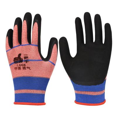 China Dengsheng Insurance L668 Construction Site Work Non-Slip Wear-Resistant Breathable Non-Slip Rubber Gloves Dipped Gardening Four Seasons Latex Gloves for sale