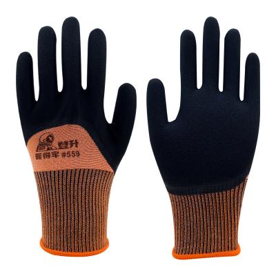 China Dengsheng insurance gloves non-slip and wear-resistant work polyester dipped 559 comfortable latex non-slip wear-resistant protectors and gloves for sale