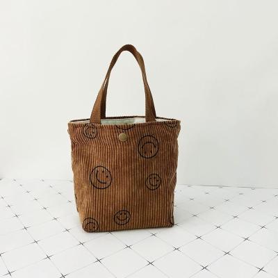 China Eco-friendly Reusable corduroy lunch tote bag for sale