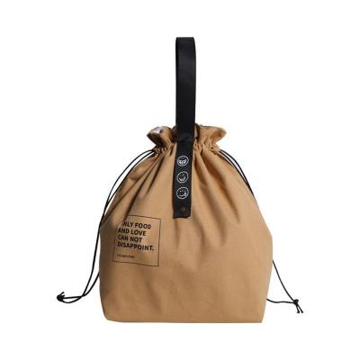 China Eco-friendly Reusable drawstring canvas keep warm lunch bag for sale