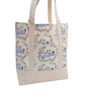 China Eco-friendly Reusable outside pocket canvas bag for sale