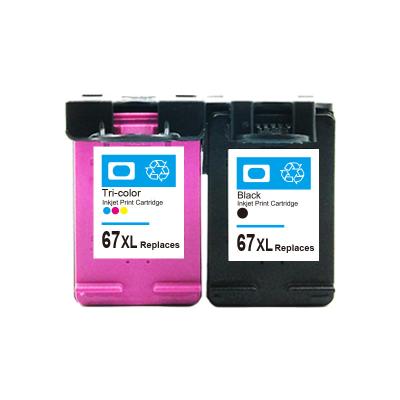 China Color and Black 67 67xl 67xxl Inkjet Inkjet Cartridge Chip Reset Full Level Ink 67xl COMPATIBLE Remanufactured Ink Jet Used For Hp for sale