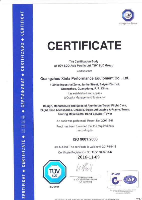 TUV - Guangzhou Xingfa Performance Equipment Co.,Ltd（Guangzhou Xingyuan Performance Equipment Co.,Ltd）