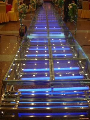 China 4 level 4x4ft Adjustable Movable Aluminum Stage With 18mm Thickness Glass Board For Wedding And Other Show for sale