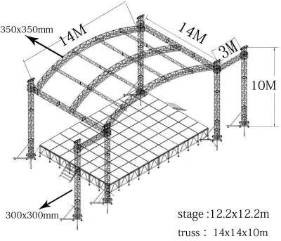 China Hang Speaker Aluminum Stage Truss Have Roof And With Wing 300mm X 300mm for sale